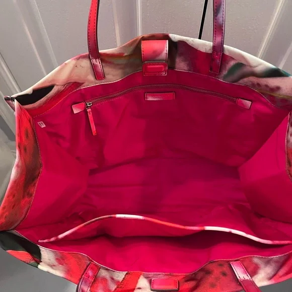 Tory Burch Floral Red Ella Tote Bag - Picture 3 of 5